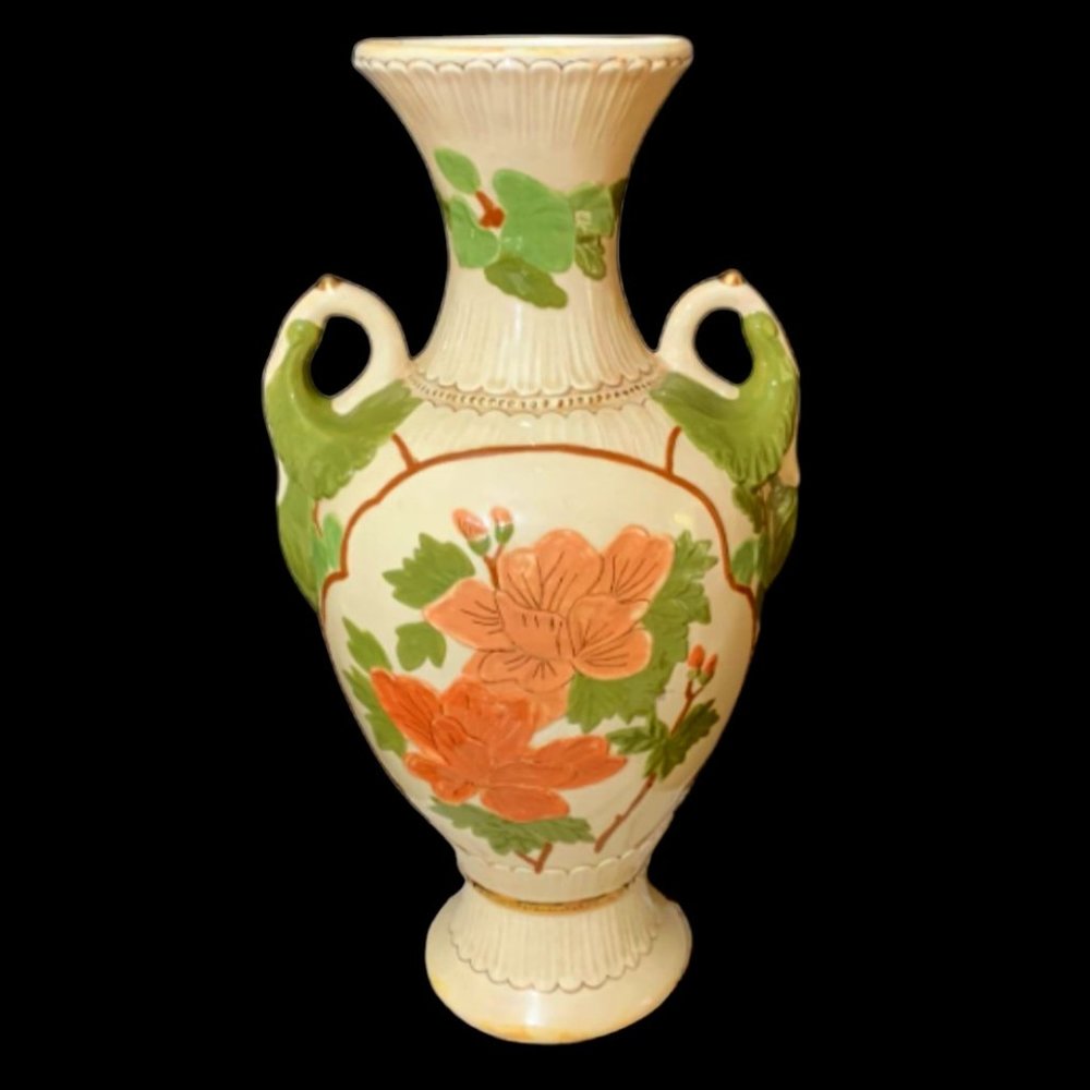 VHTF Vintage Carlly Tall Asian Vase with Two Handles - Picture 3 of 5